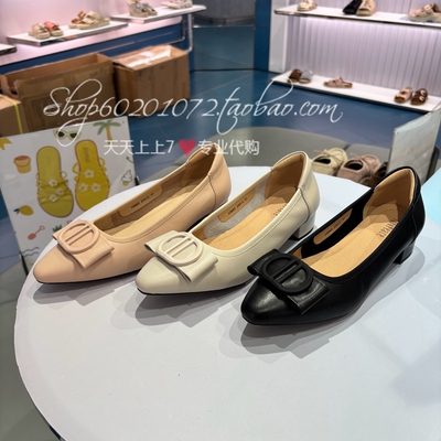 真美诗单鞋通勤蝴蝶结圆头女鞋