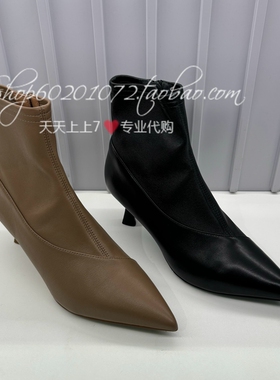 真美诗2024秋冬季女靴欧美柔软羊皮短靴瘦瘦靴尖头弹力靴女 YVA29