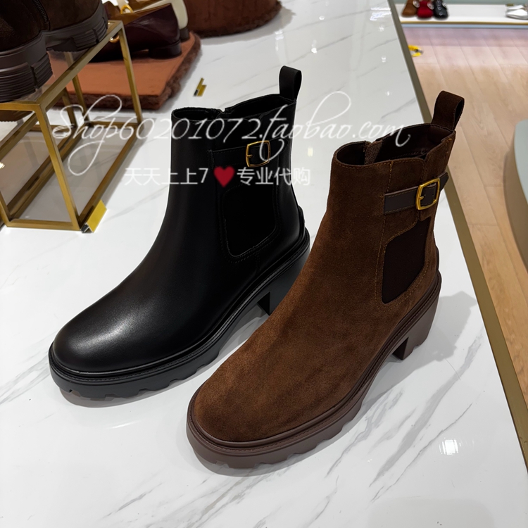 蹀愫2025冬季女靴厚底切尔西靴
