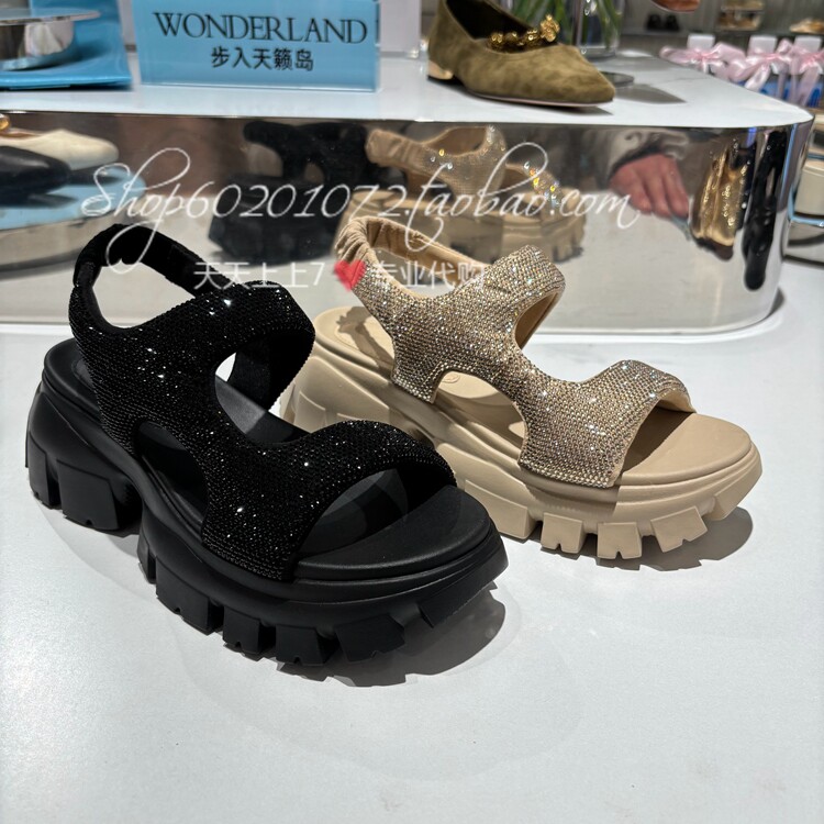 Staccato思加图2025夏款女鞋莱雪芙鞋甜酷休闲厚底运动凉鞋 EBK33