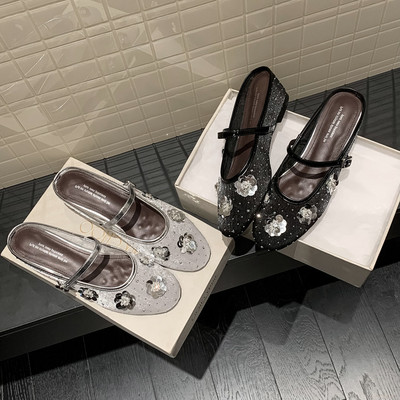 2025夏季女鞋花朵一字带包头半拖