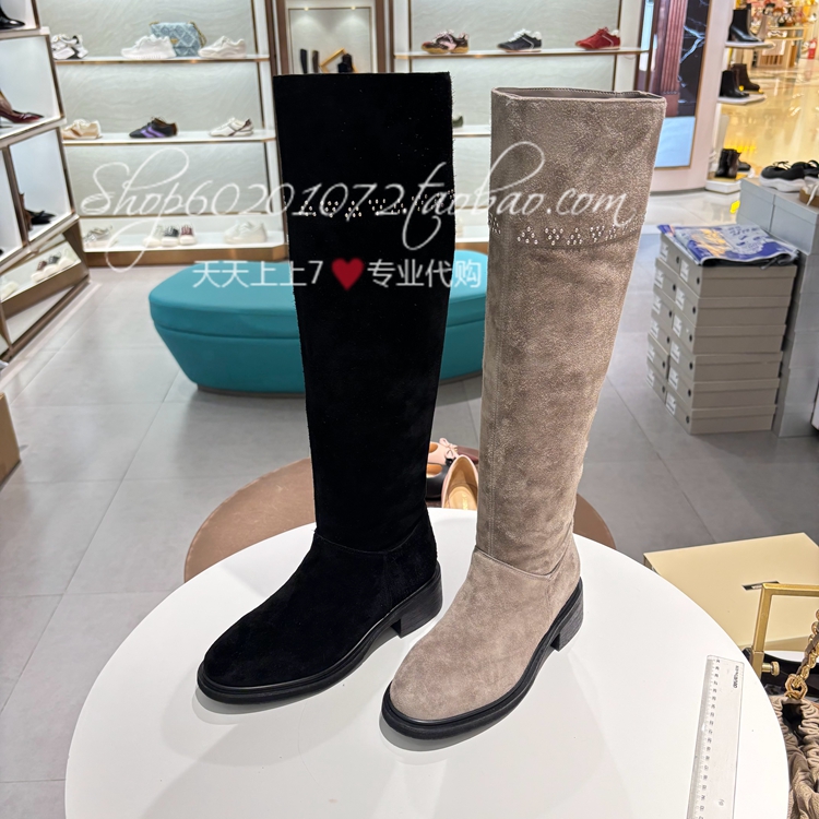 莱尔斯丹2025冬季女靴粗跟高筒靴