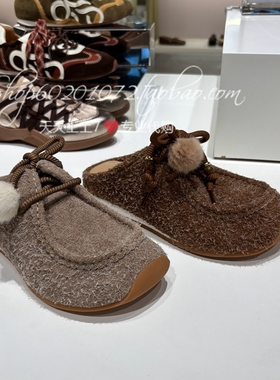 Joy&Peace真美诗2025秋季女鞋长毛牛绒半拖鞋勃肯袋鼠鞋单鞋11031