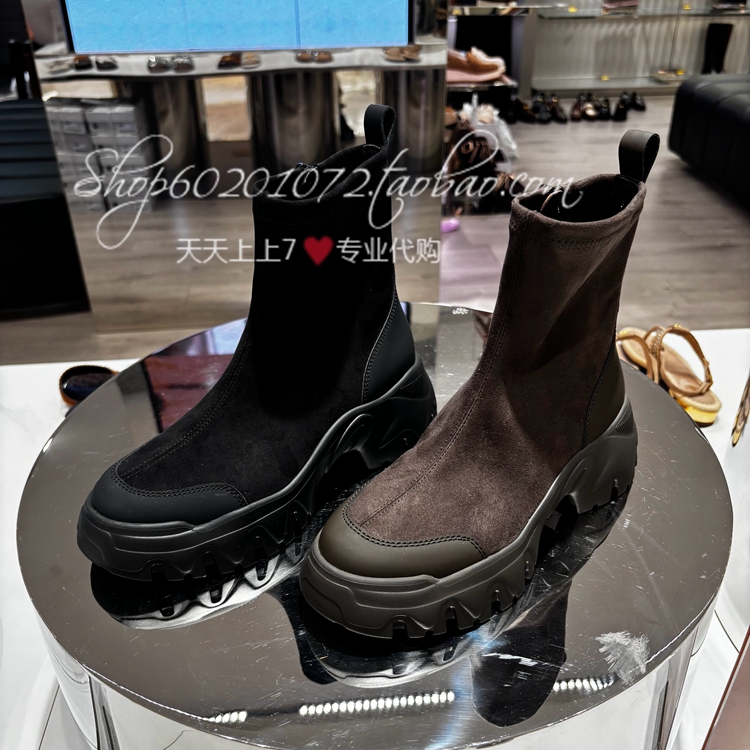 思加图2025秋冬季女靴厚底瘦瘦靴