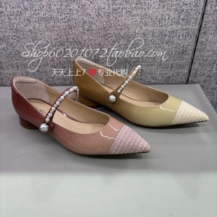 JoyPeace真美诗2024秋季女鞋浅口玛丽珍粗鞋尖头粗跟女单鞋 YYK05