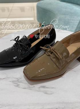 蹀愫2025春季女鞋欧美方头蝴蝶结粗跟乐福鞋小皮鞋单鞋TA65104-11