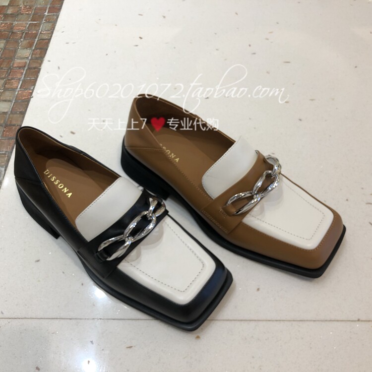 dissona/迪桑娜~2022秋季女鞋欧美平跟方头乐福单鞋296060 296077