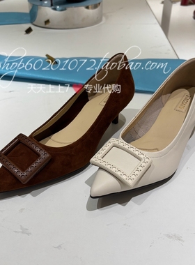 Staccato/思加图2025秋季女鞋法式高跟鞋奶油鞋尖头浅口单鞋EGA03