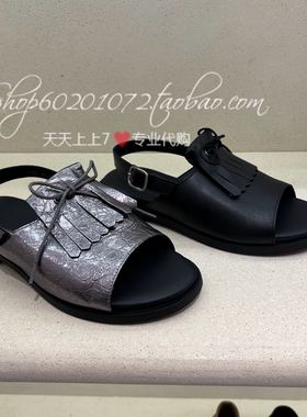 achette雅氏2025夏季女鞋流苏蝴蝶结平底穆勒鞋休闲沙滩凉鞋 4SW2