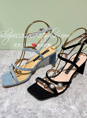 莎莎苏2026夏季专柜正品珍珠扣显瘦细带罗马高跟凉鞋女Z76312A-15