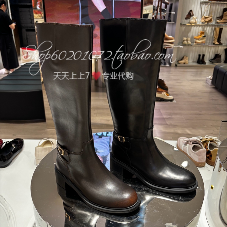 思加图2025冬女靴骑士靴长靴粗跟