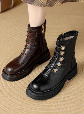 SIX MADDEN2024冬季女靴英伦风厚底学院风马丁靴保暖靴短靴SMC423
