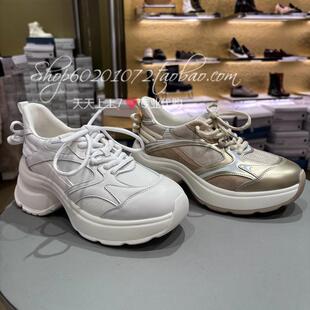 JoyPeace/真美诗2025春季女鞋透气运动鞋蝴蝶结厚底老爹鞋女24522