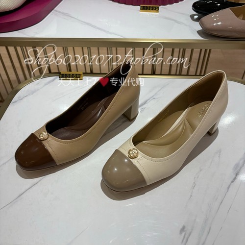 显高粗跟气质单鞋Tigrisso浅口