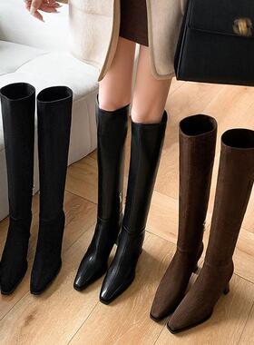 MADDEN2024冬季女靴英伦风粗跟高筒靴骑士靴长筒靴子SMC417