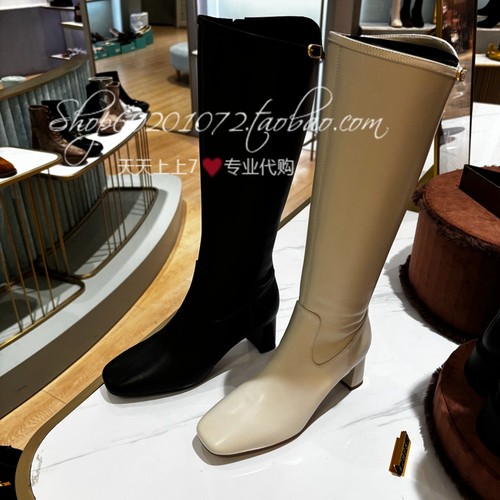 蹀愫2025冬季女靴方头长靴骑士靴