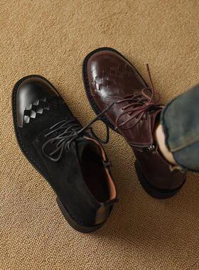 SIX MADDEN2024冬季女靴英伦风粗跟拉侧链学院风马丁靴短靴SMC398