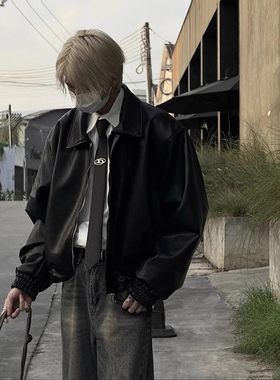 cleanfit黑色皮衣外套男秋冬痞帅