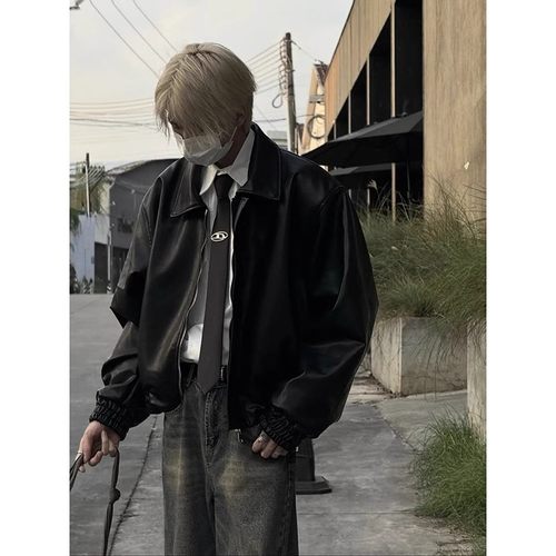 cleanfit黑色皮衣外套男秋冬痞帅