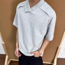 高级感不规则翻领polo衫男夏设计感clenafit短袖简约宽松t恤上衣