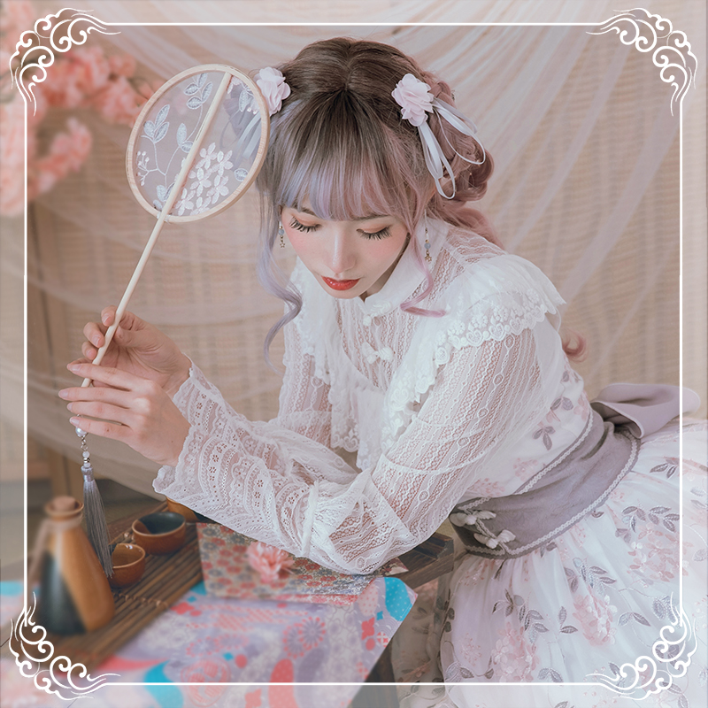 The full amount goods in stock Original quality goods Pipa]Lace Leg of mutton sleeves frog Hua Feng Lolita Long sleeved shirtin the Play mode/Anime/Periphery/cos/Board games , Quadratic element Lolita, Lolita/Soft dress/Dress category - from Buy2taobao.com to provide professional Taobao agent buy service