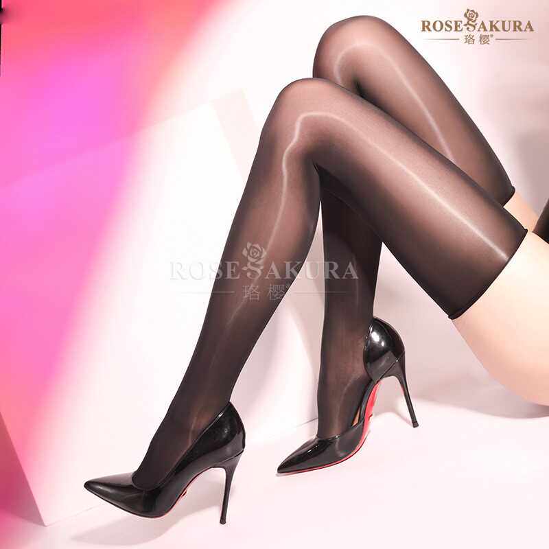 油光袜马油过膝无边丝袜丝滑高筒油亮性感反光黑丝长筒大腿袜子