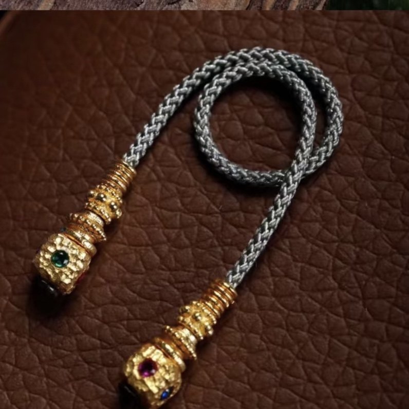 24K古法工艺黄金色金刚杵背云三通弟子珠文玩配珠款式百搭配饰