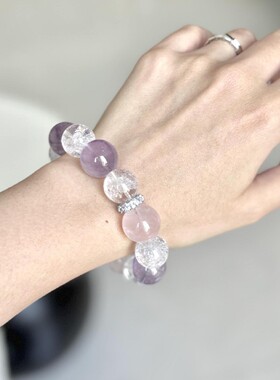 「紫莓」天然紫水晶白阿塞渐变色串珠手串招桃花高级感手链女手饰