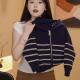 拉链针织衫 毛衣宝宝条纹连帽开衫 洋气外套 百搭男女童韩版 儿童秋季