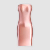 光泽性感包臀露肩连衣裙一步裙夏季 弹力丝滑紧身抹胸过膝长裙子