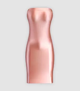 光泽性感包臀露肩连衣裙一步裙夏季弹力丝滑紧身抹胸过膝长裙子