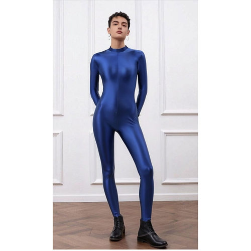 弹力光泽紧身衣塑身健美全包连体衣裤女长袖连脚舞蹈COSPLAY服装