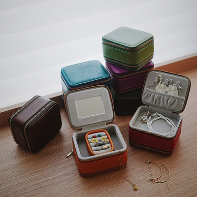 复古收纳手镯戒指项链便携真皮包