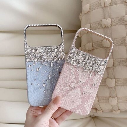 Luxurious Rhinestone Snakeskin Pattern Suitable for Apple 17Promax Phone Case Iphone16Promax Diamond-Encrusted 15/14 Anti-Fall 13 Niche 12 Female 11 Protective Case