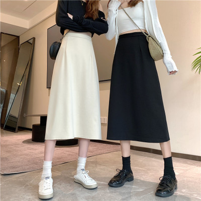 开叉半身裙女春秋2021气质高腰