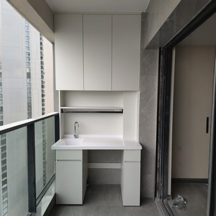 广州铝合金阳台洗衣机柜定制全铝蜂窝板阳台柜定做洗烘一体柜橱柜