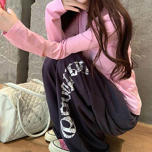 慵懒风休闲运动裤女直筒美式辣妹百搭显瘦设计感新款拖地阔腿卫裤