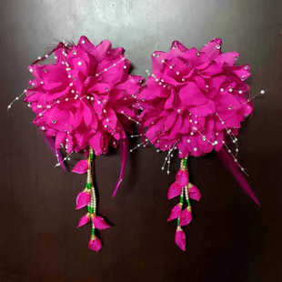 新款网红秧歌头花舞蹈头花对花鬓角花广场舞头饰反串头饰手花成对