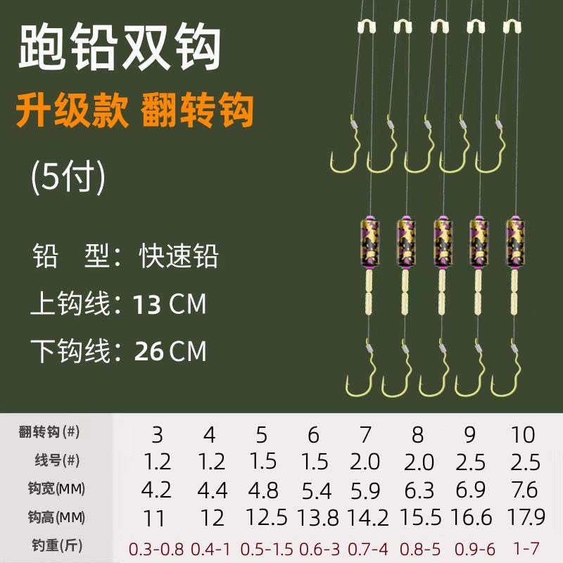 跑铅成品子线新型自动翻转自动找底双钓双钩免调漂防走水进口鱼钩