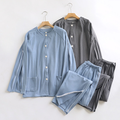 男款卧床护理服易穿脱偏瘫痪康复服病号服德绒秋冬拉链骨折