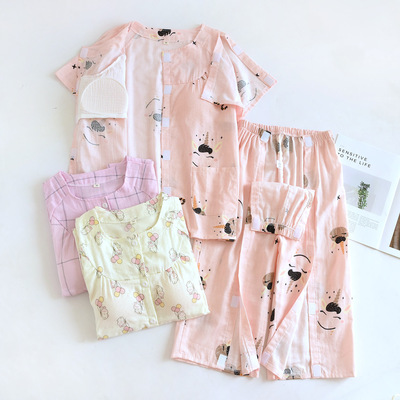 女夏透气棉纱术后老人护理服
