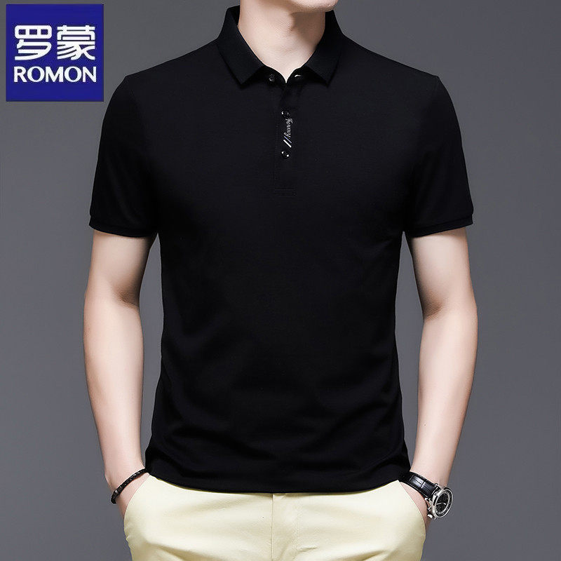 罗蒙夏季新款短袖T恤男士时尚潮休闲翻领高端纯棉体恤POLO衫男装