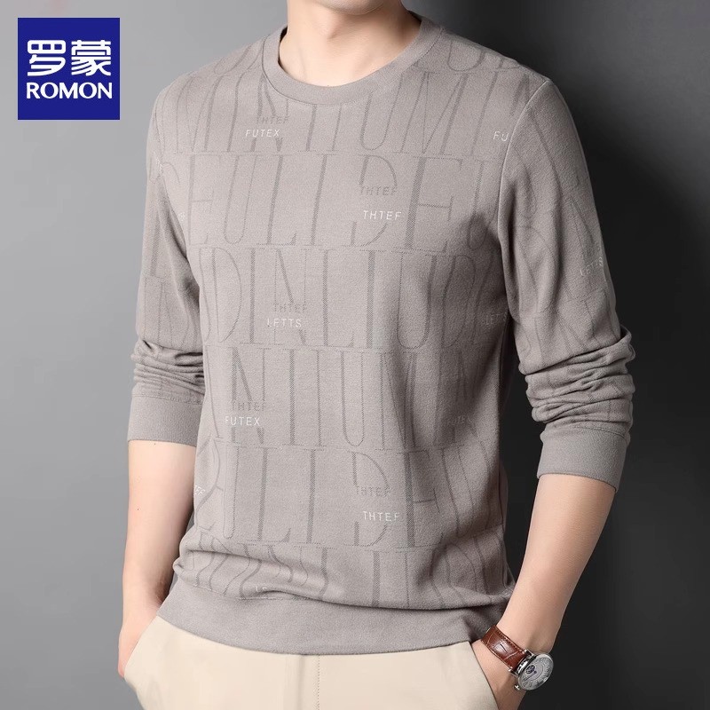 罗蒙春季卫衣男士2026年新款圆领体恤打底衫上衣休闲长袖t恤男装