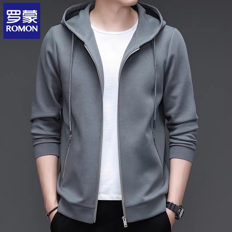 罗蒙2026春秋季新款男士卫衣开衫外套休闲潮流连帽薄款秋装夹克男