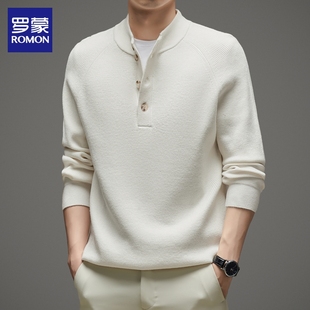 罗蒙羊毛针织衫男士2025年春秋季半高领打底线衣休闲保暖毛衣男款