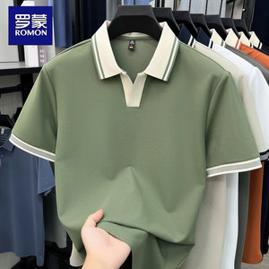 罗蒙男士短袖polo衫夏季翻领冰丝T恤2026年新款休闲时尚体恤上衣