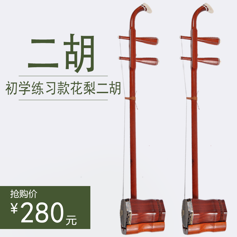 初学练习款花梨木二胡六角入门民族拉弦乐器胡琴厂家直销码子带弓