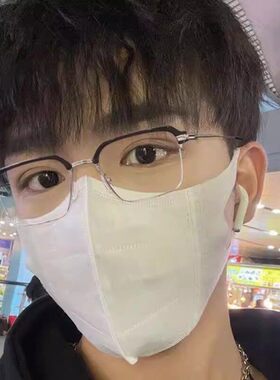 痞帅半框近视眼镜理工男少年感斯文败类日常通勤方框防蓝光平光镜