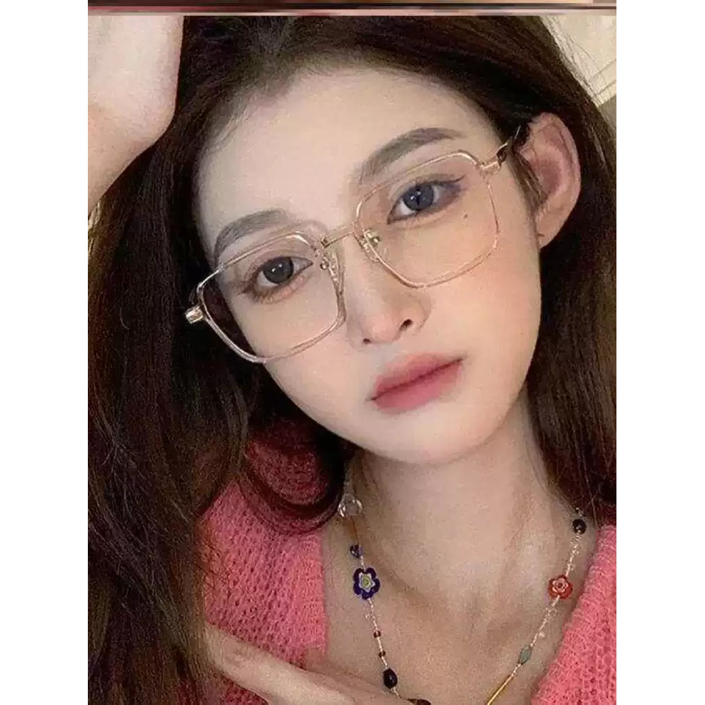 树脂镜片超轻TR金属全框防蓝光眼镜女通用大框透明镜框素颜显瘦