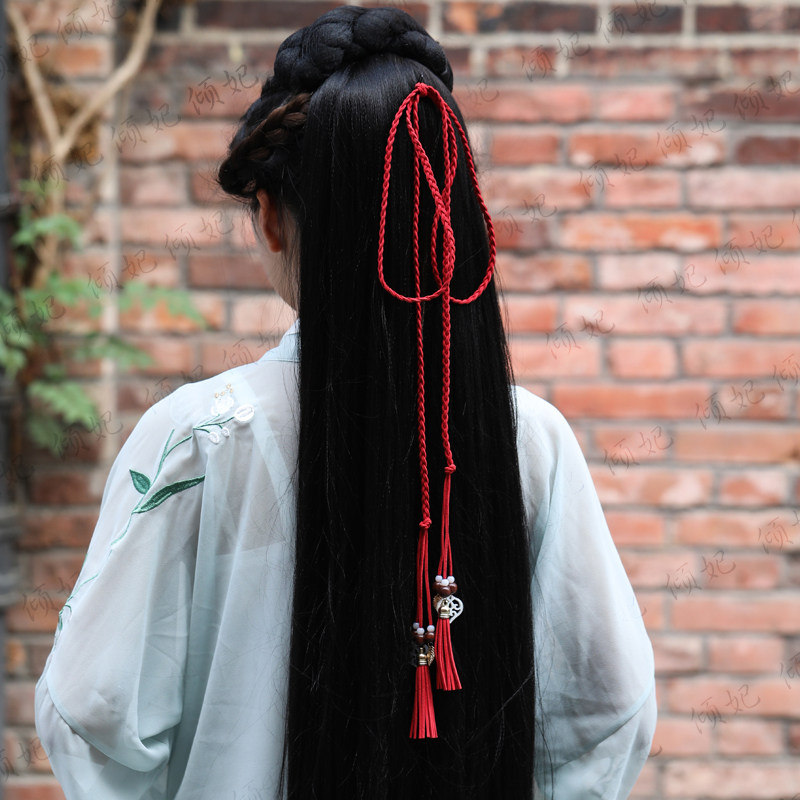 倾妃古装发饰超仙复古红头绳发带古风发绳女流苏汉服头饰绑发宫绦